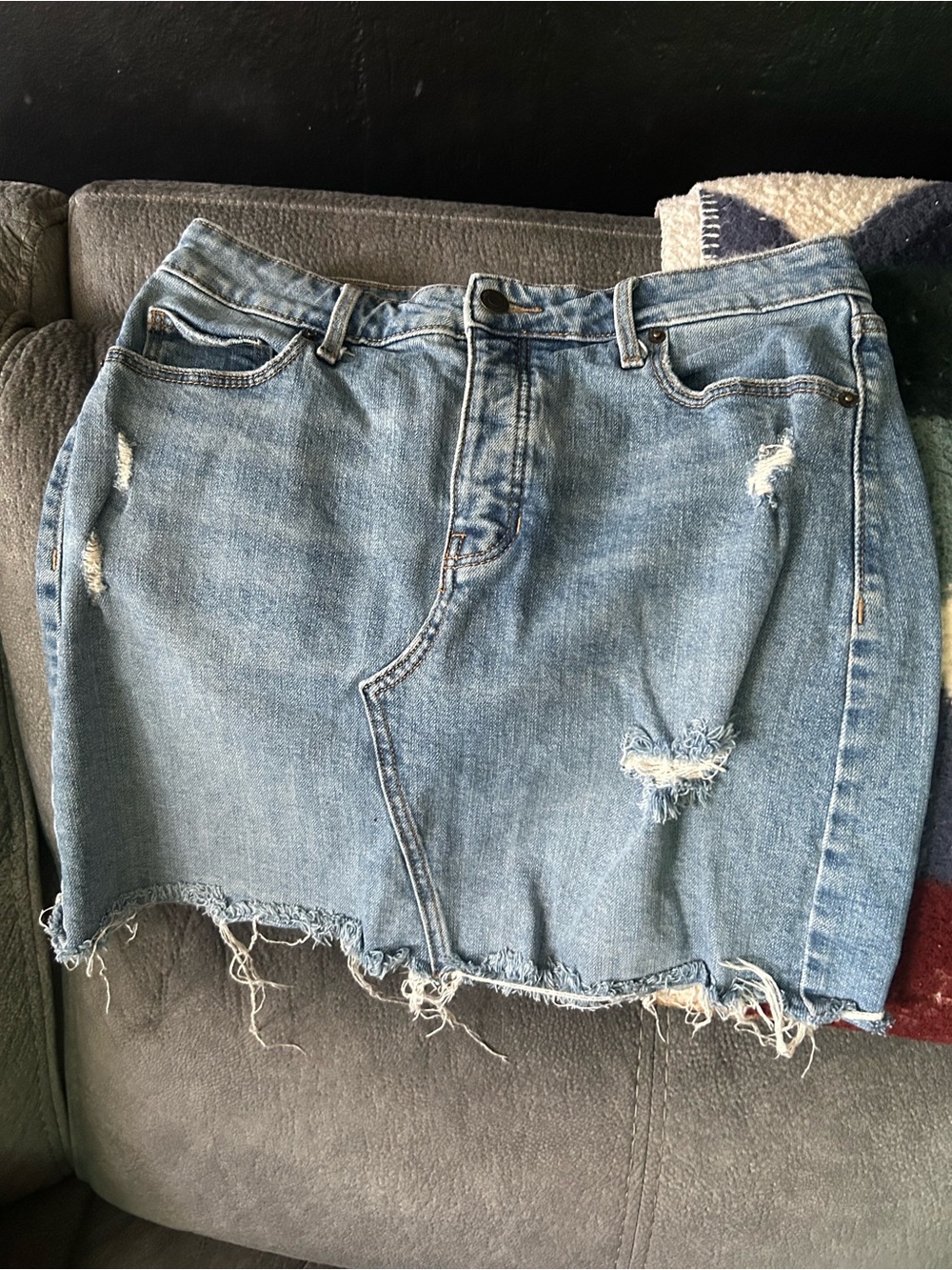 Old Navy Light Blue Distressed Denim Mini Skirt